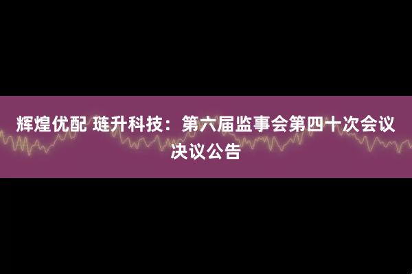 辉煌优配 琏升科技：第六届监事会第四十次会议决议公告