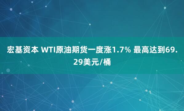 宏基资本 WTI原油期货一度涨1.7% 最高达到69.29美元/桶